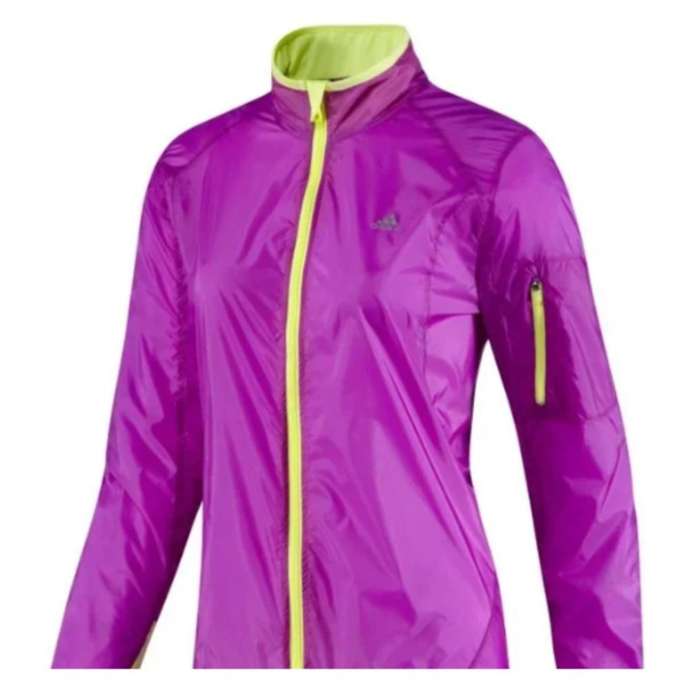 Adidas Women's Climaspeed Purple Full Zip Lightweight Running Windbreaker Size L - Picture 1 of 11
